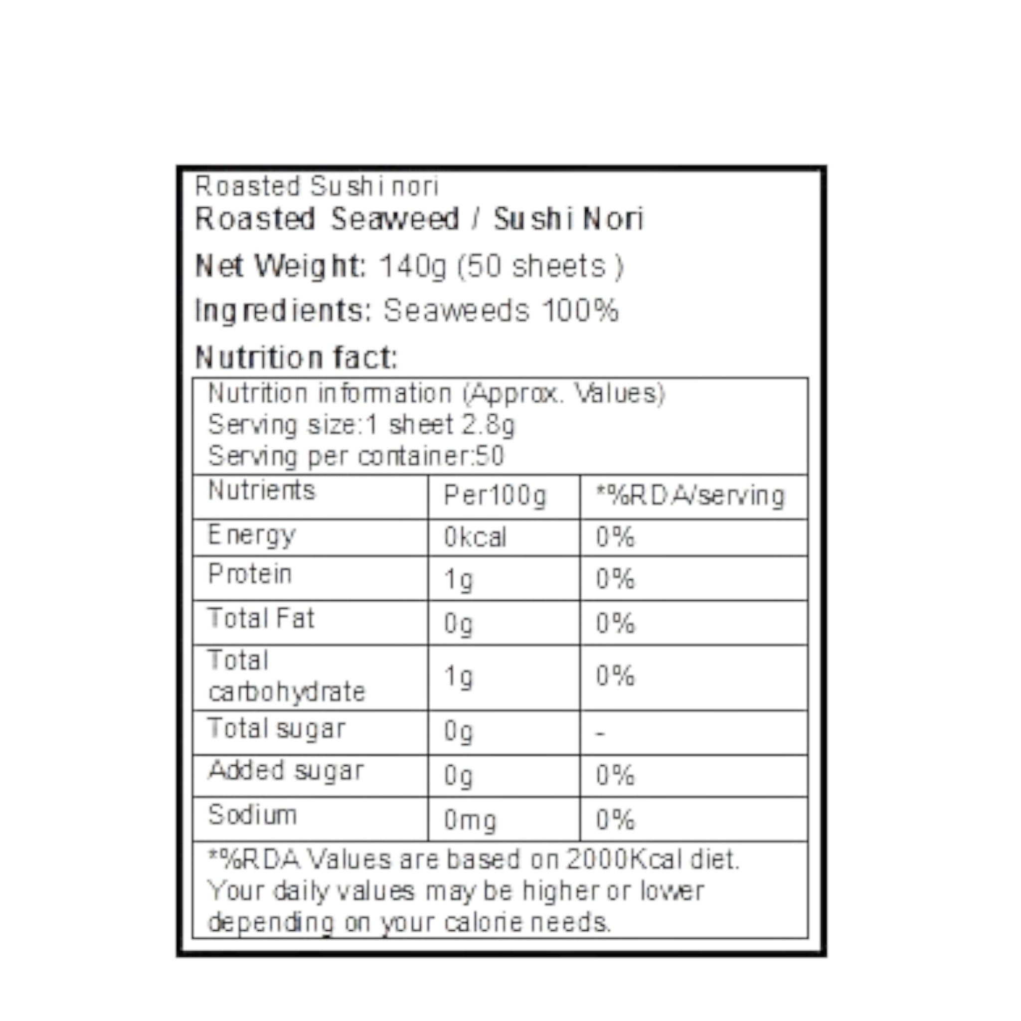 Yakisushi Gold Roasted Sushi Nori,10 Sheets (28 gm)